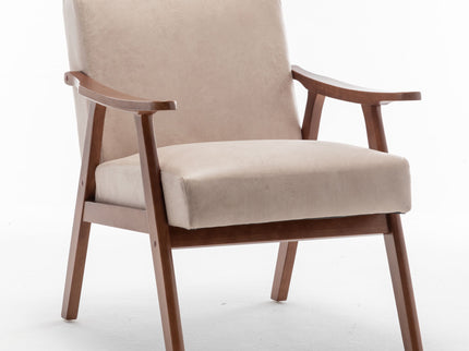 Mid Century Modern Accent Chair With Solid Wood Frame And Extra Thick Backrest