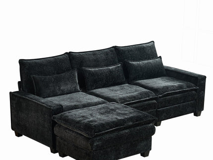 Modern Comfy L Shaped Sectional Sofa With Movable Ottoman