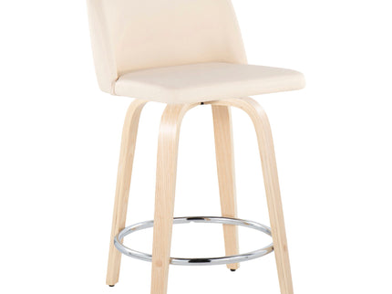 Toriano - Contemporary Fixed Height Counter Stool & Swivel And Round Footrest (Set of 2)