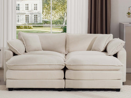 Modern Oversized Modular Cushion Sofa With Ottoman, Low Back, Deep Seating Sofa Set