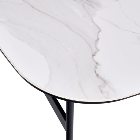 Modern Rectangular Rock Plate Coffee Table Open Space Design Golden Metal Frame Minimalist Living Room Center Table For Lounge Office - Black White
