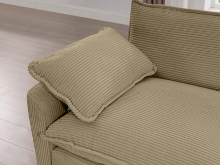Modern Upholstered 4 Seater Fabric Sofa With Arm And Throw Pillows