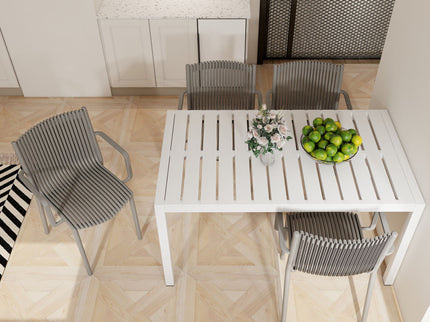 4 Modern Stackable Armchair Matched With Long Table