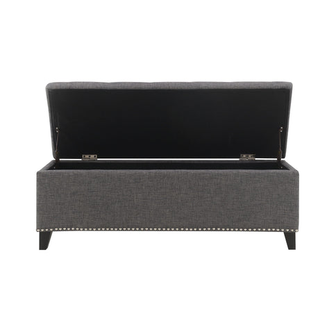 Button-Tufted Storage Ottoman With Safety Close Hinge