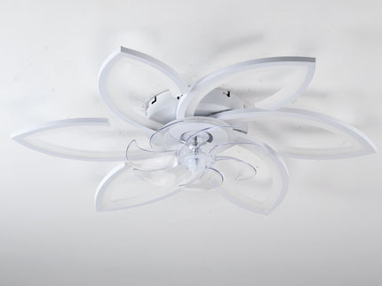 30" Flower 6 Speed Ceiling Fan With Remote Controlled LED Lights, Low Profile Flush Mount Fan