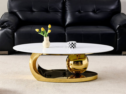 Oval Coffee Table With Geometric Precision
