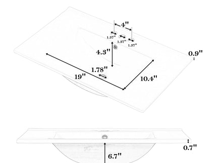 Bathroom Vanity With Sink With 2 Doors And Adjustable Shelf