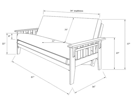 Montana - Full Size Futon Frame - Aqua