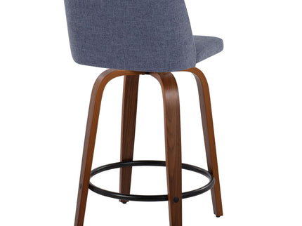 Toriano - Mid Century Modern, Fixed Height Counter Stool & Swivel And Round Footrest (Set of 2)