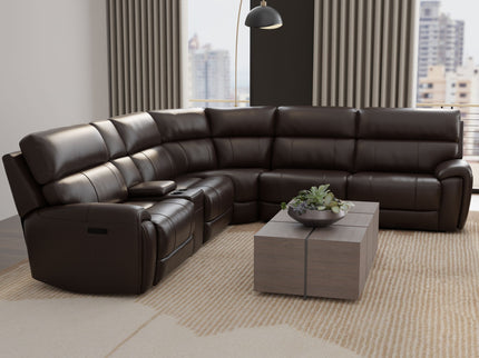 Brazil - Power Sectional With Adjustable Headrest & Footrest - Dark Brown