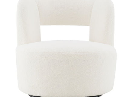 Swivel Comfy Round Barrel Chair With Soft Teddy Fabric For Living Room