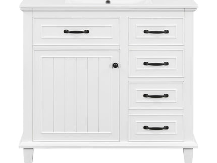 Modern Bathroom Vanity With Sink Top, Flip Drawers, Adjustable Shelf