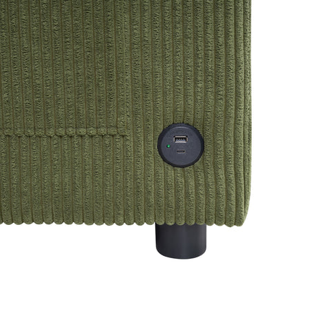 Sleeper Sofa With Foldable Mattress, USB Ports, Side Table & Storage Pocket