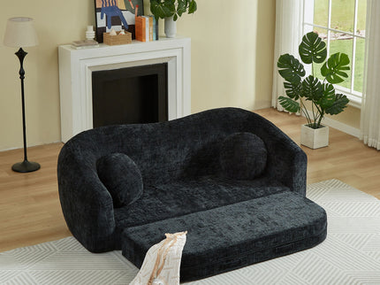 Curved Convertible Sofa, 2 In 1 Frameless Folding Sofa Bed With Pull Out Base And Deep Seat