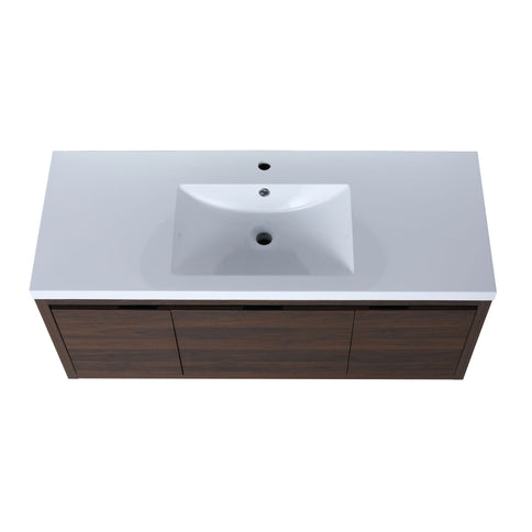 Floating Bathroom Vanity With Resin Sink And Soft Close Doors