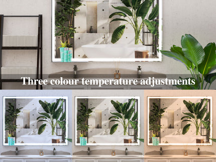 LED Bathroom Vanity Mirror Wall Mounted Adjustable / Warm / Natural Lights Anti-Fog Touch Switch With Memory Modern Smart Large Bathroom Mirrors