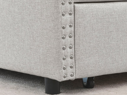 Upholstered Tufted Daybed With Drawers, Waved Arms