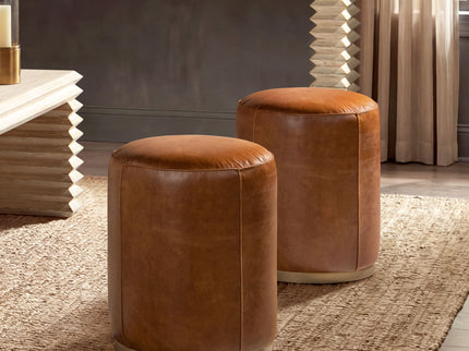 Nico - Round Ottoman Stool - Brown
