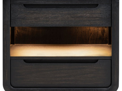 Bangor - 2 Drawer LED Nightstand With USB - Black