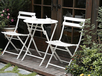 3 Piece Patio Bistro Set Of Foldable Round Table And Chairs