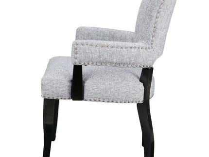 Elegant Arm Dining Chair With Brass Nail Head Detailing