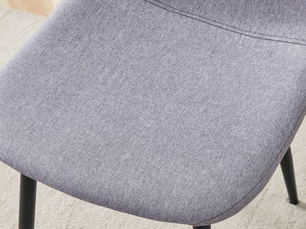 Luxury Simple Chair Linen Cotton High Resilience Dining Chair With Black Metal Legs (Set of 4) - Light Gray