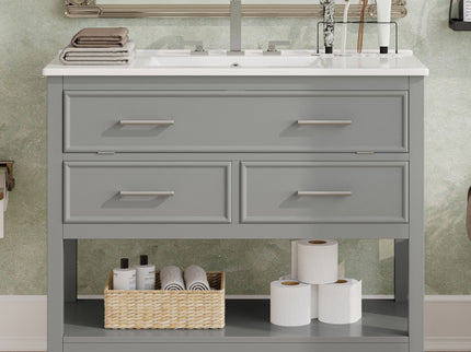 Bathroom Vanity With Ceramic Sink, Tip Out Tray & 2 Full Extension Drawers