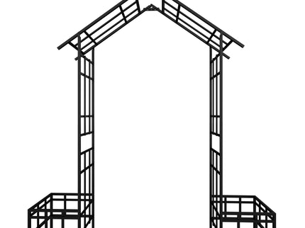 Garden Arch With Adjustable & Climbing Plants Support - Black