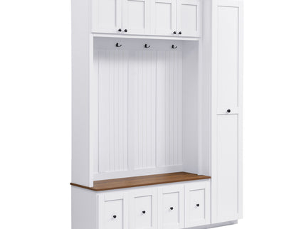 Entryway Hall Tree With Storage Bench, Coat Rack Shoe Bench With Cabinets