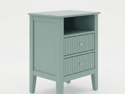Fluted Nightstand With 2 Drawers
