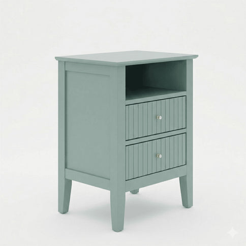 Fluted Nightstand With 2 Drawers