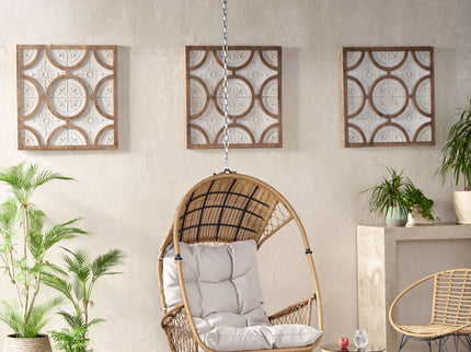 Outdoor / Indoor Wicker Hanging Chair With 8Ft Chain - Light Brown / Beige