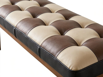 Checkered Bench For Entryway - Black / Brown / Cream