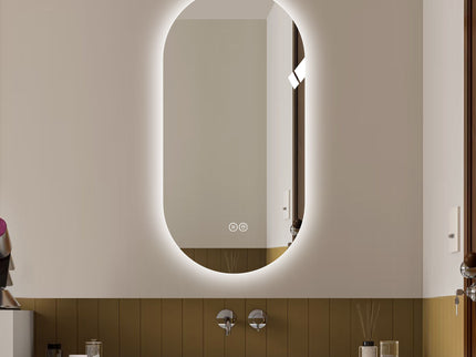 Smart Wall Mounted LED Touch Screen Mirror With Anti-Fog Function And Adjustable Lighting