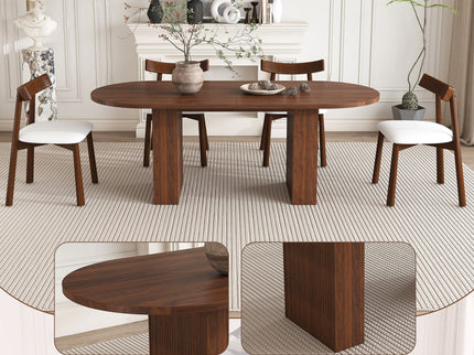Oval Dining Table Set For 6 With 4 Chairs - Walnut