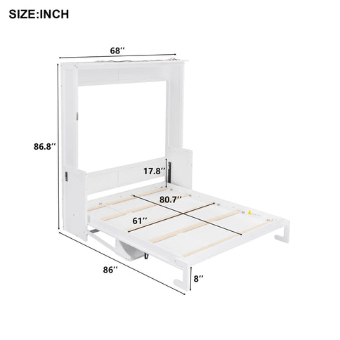 Murphy Bed With Desk, LED Lights & USB Charging Station