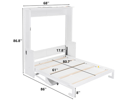 Murphy Bed With Desk, LED Lights And USB Charging Station