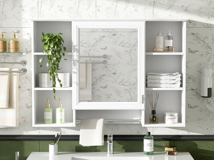 3 In 1 Modern Bathroom Mirror Cabinet With Adjustable Shelf, Soft Close Door, High Definition Mirror & Towel Bar