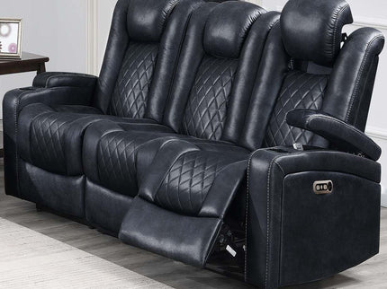 Power Reclining Sofa With Adjustable Headrest - Inky Blue