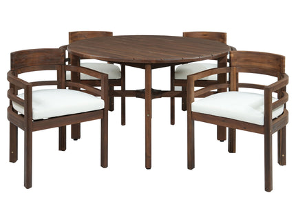 5 Piece Round Patio Table & Cushioned Armrest Chairs, Outdoor Dining Set With Umbrella Hole