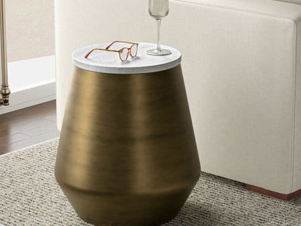 Benning - Side Table - Antique Brass / White