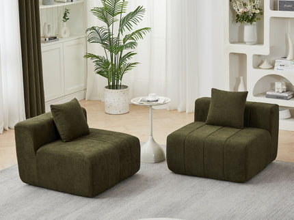 Modular Sectional Sofa With 2 Pillows, Symmetrical Design