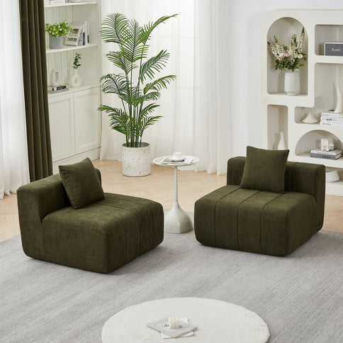 Modular Sectional Sofa With 2 Pillows, Symmetrical Design