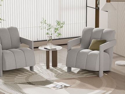 Modern Minimalist Leisure Armchair With L Shaped Armrests