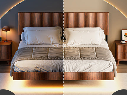 Floating Bedstead With Charging Station And LED Lights