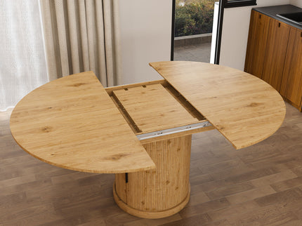 Extendable Oval Dining Table With 2 Tier Storage - Oak