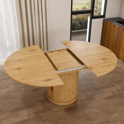Extendable Oval Dining Table With 2 Tier Storage - Oak