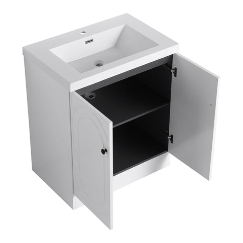 Contemporary Freestanding Bathroom Vanity With Resin Sink & Soft-Close Cabinet Doors
