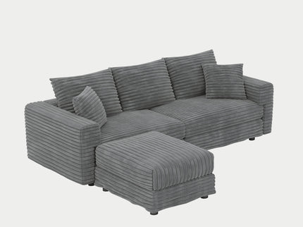 Deep Seat Convertible Sofa With Soft Pillows And Ottomans
