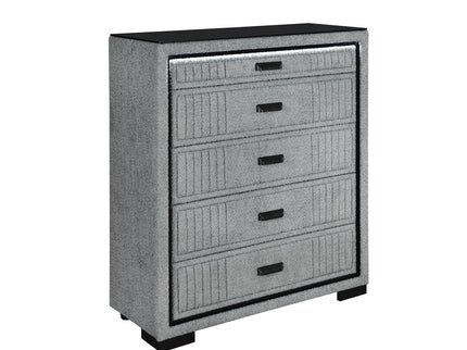 Isaiah - 5 Piece Bedroom Set With TV Lift-LED, Speakers And Fireplace